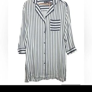 Pretty You London striped night shirt oversized feminine,spring loungewear